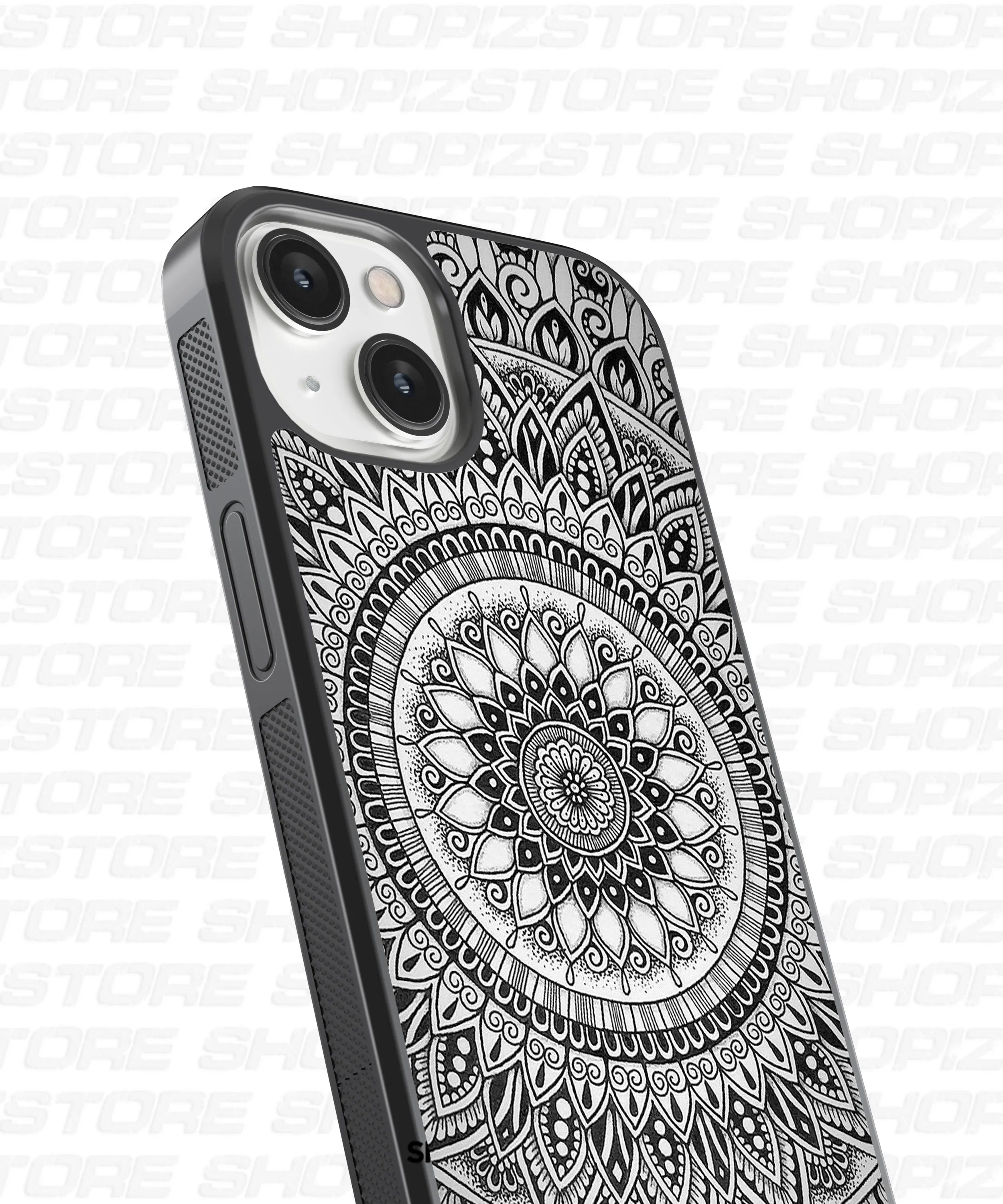 Black Mandala Elegance Glass Case