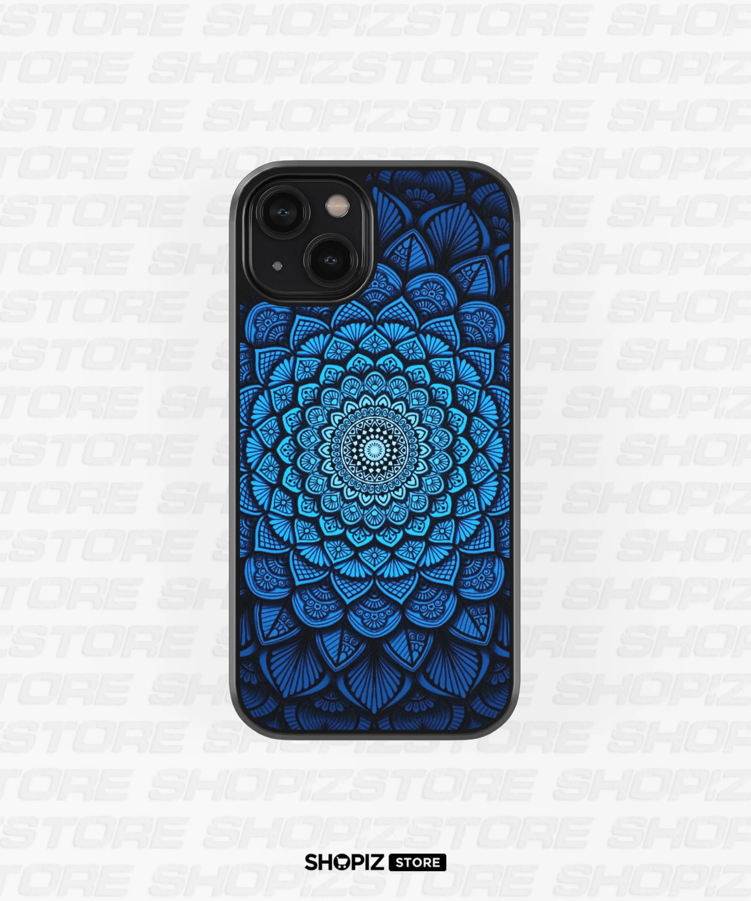 Blue Mandala Glass Case