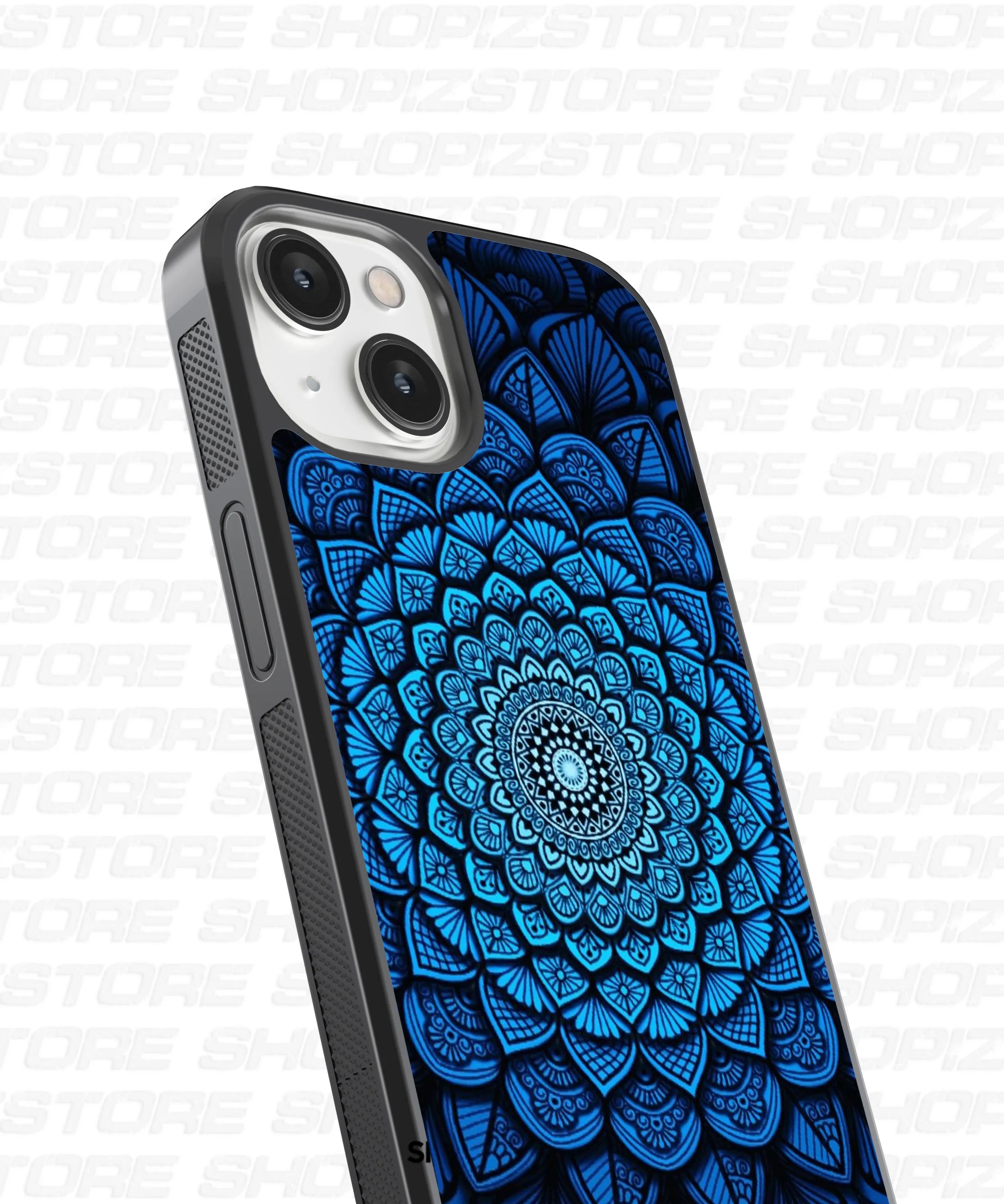 Blue Mandala Glass Case