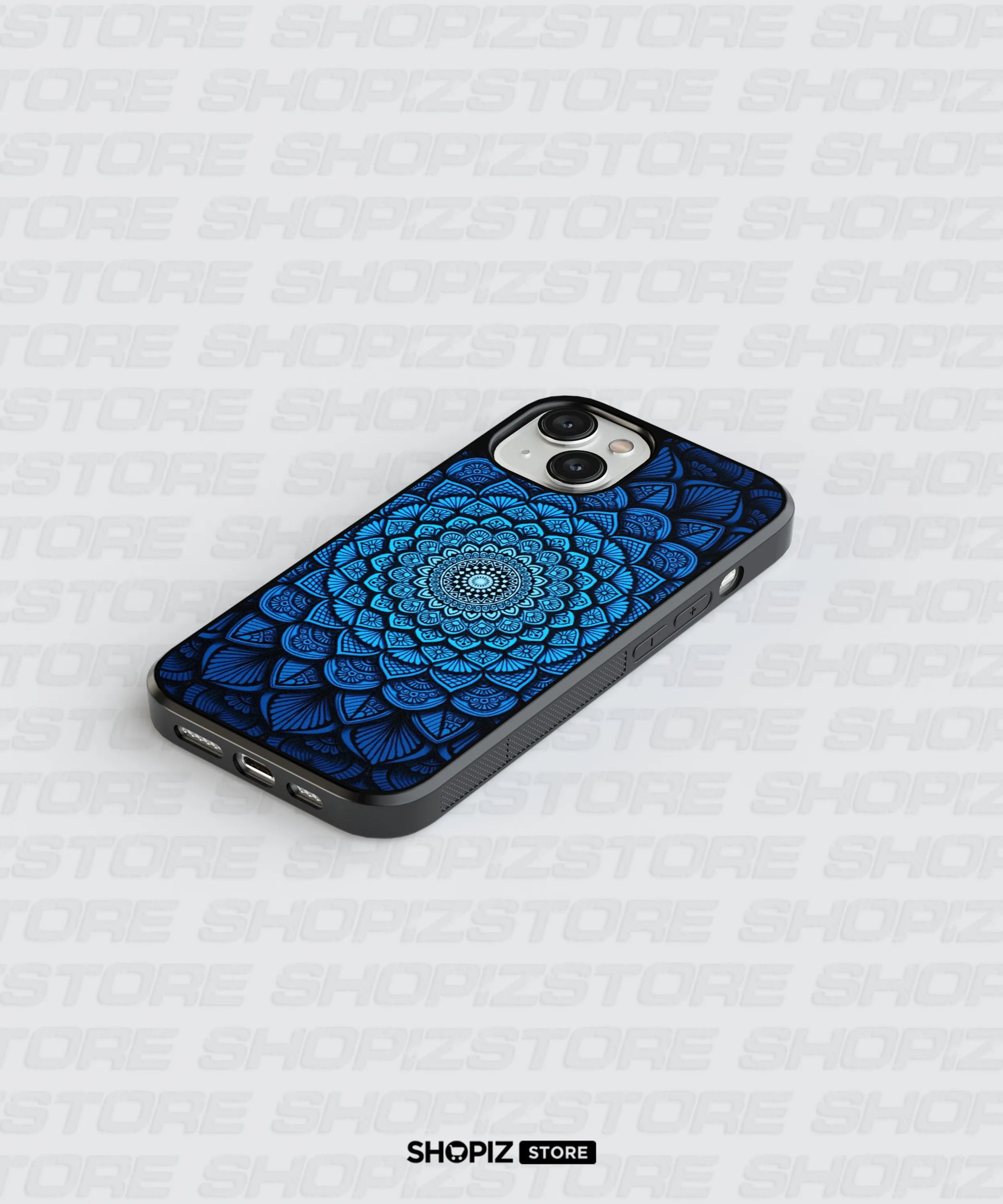 Blue Mandala Glass Case