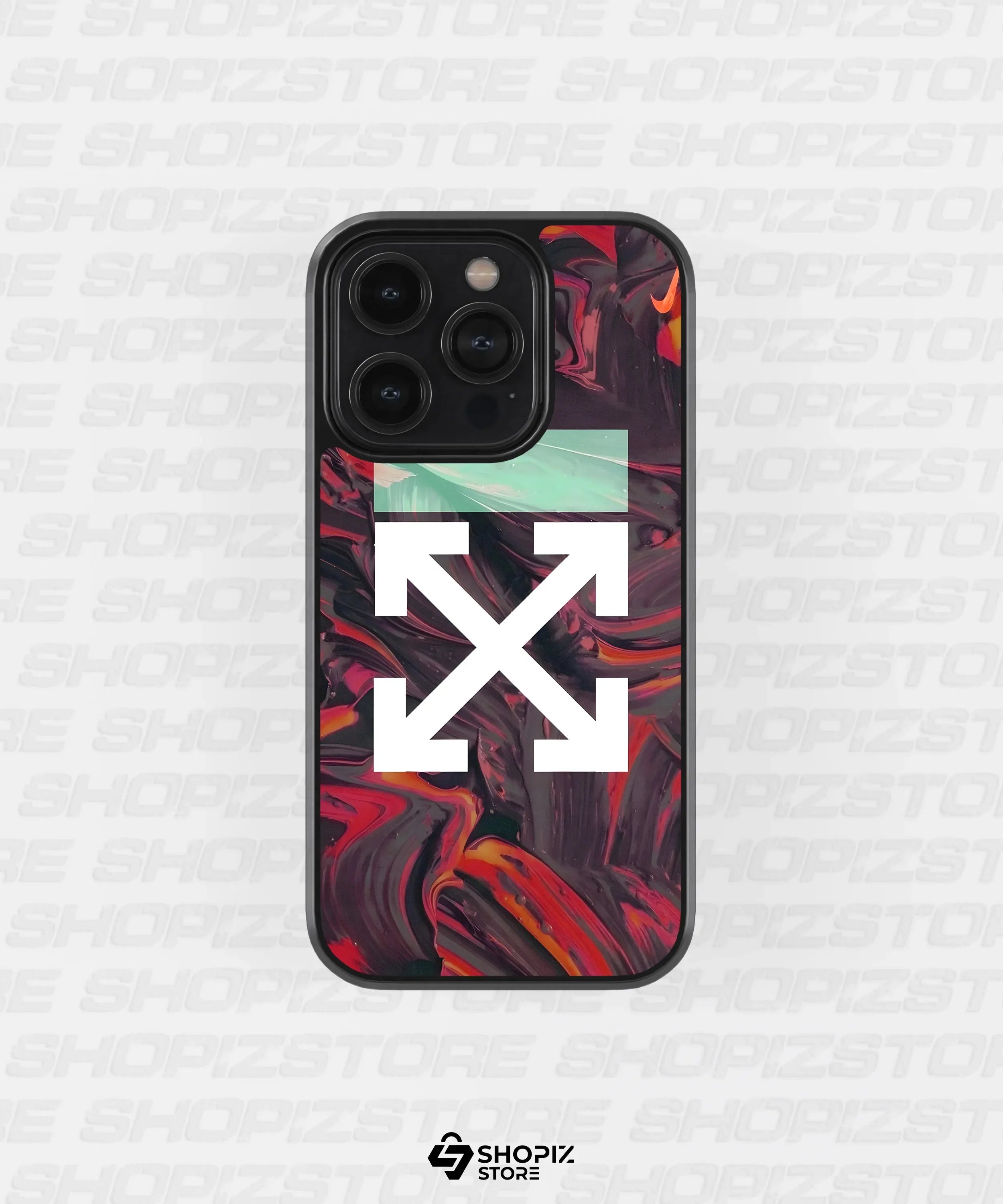 Abstract Red Metal Case