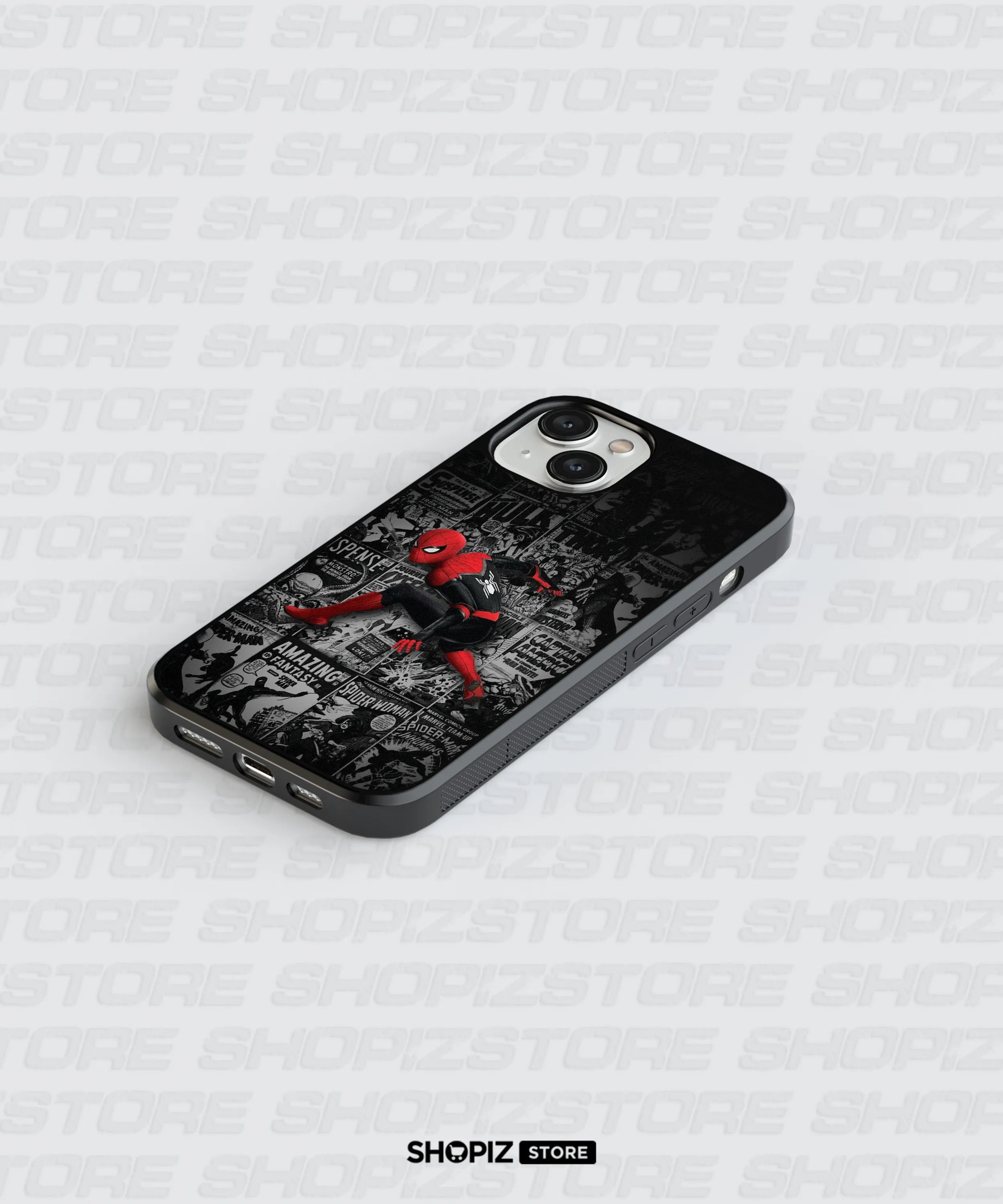 SpiderManComicBackdrop Glass Case