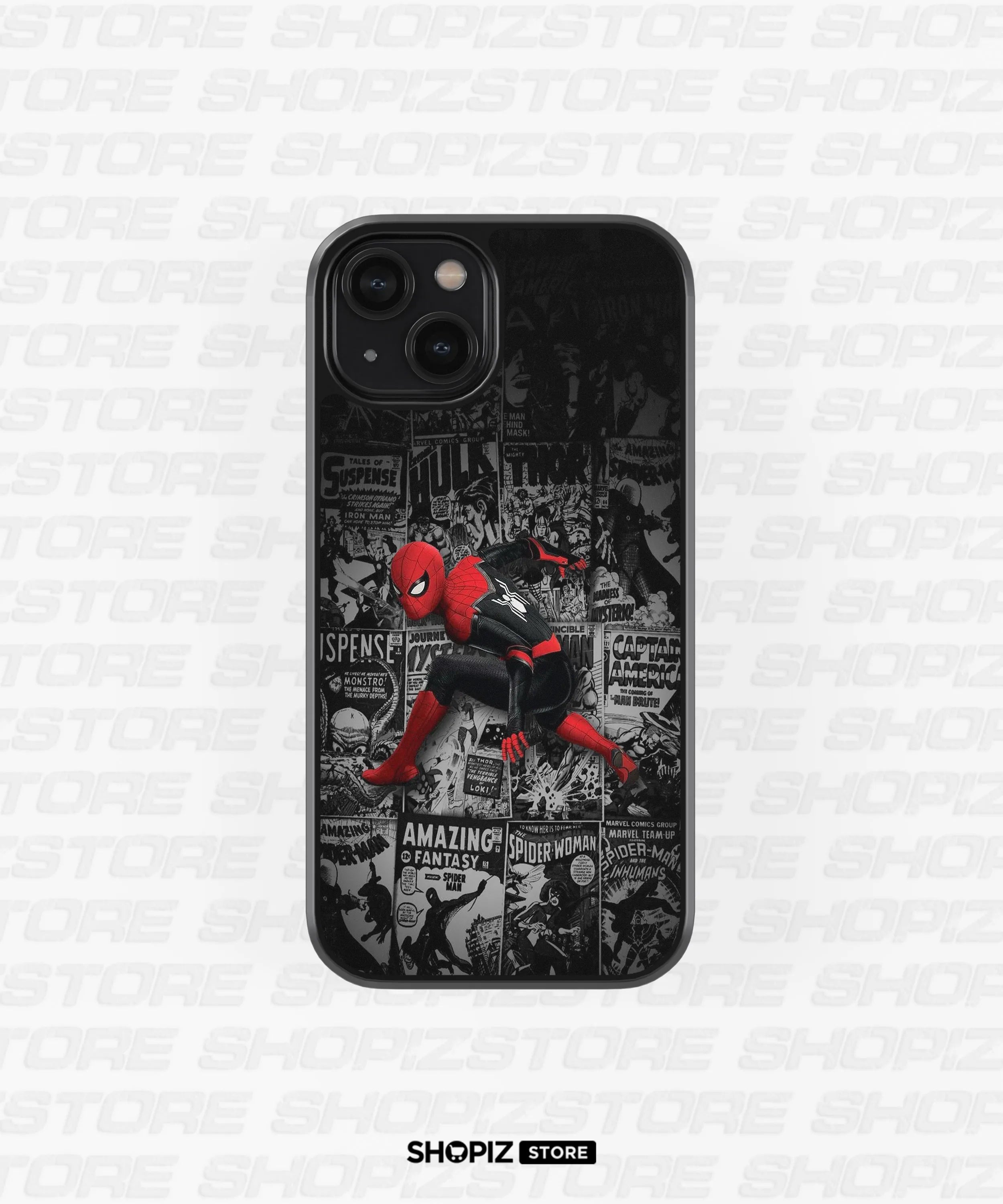 SpiderManComicBackdrop Glass Case